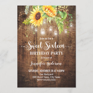 Invitación Sunflowers Sweet 16