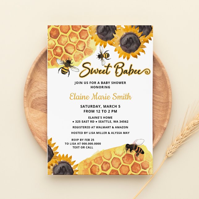 Invitación Sunflowers Sweet Babee Honey bee Baby Shower (Subido por el creador)