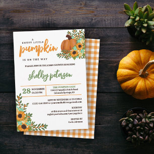 Invitación Sunflowers Sweet Little Pumpkin Gender Neutral