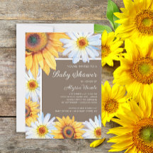 Sunflowers White Daisies Burlap Baby Shower