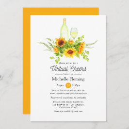 Invitación Sunflowers Wine Tasting Virtual Bridal Shower