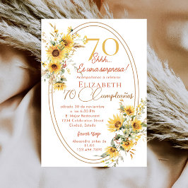 Invitación Sunflowers Women Spanish Surprise 70th Birthday