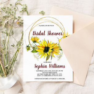 Invitación Sunflowers y Boho Greenery Bridal Shower