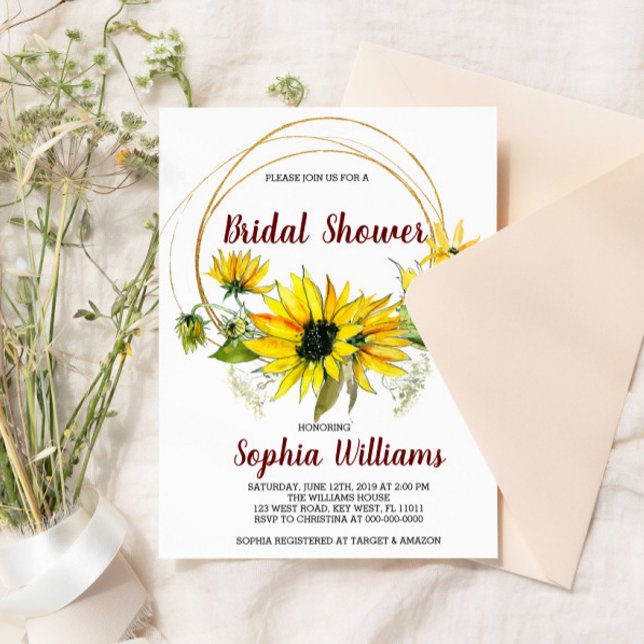 Invitación Sunflowers y Boho Greenery Bridal Shower (Subido por el creador)