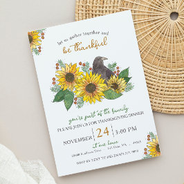 Invitación Sunflowers y Crow Thankful Dinner