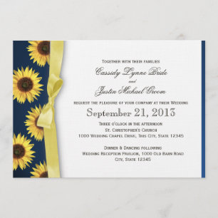 Invitación Sunflowers y Ribbon Country Wedding