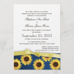 Invitación Sunflowers y Ribbon Country Wedding
