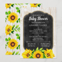 Sunflowers y Rustic Wood Country Farm Baby Shower