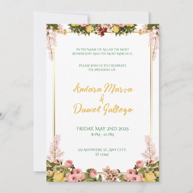 Invitación Sunlight & Greenery Wedding Invite (Anverso)
