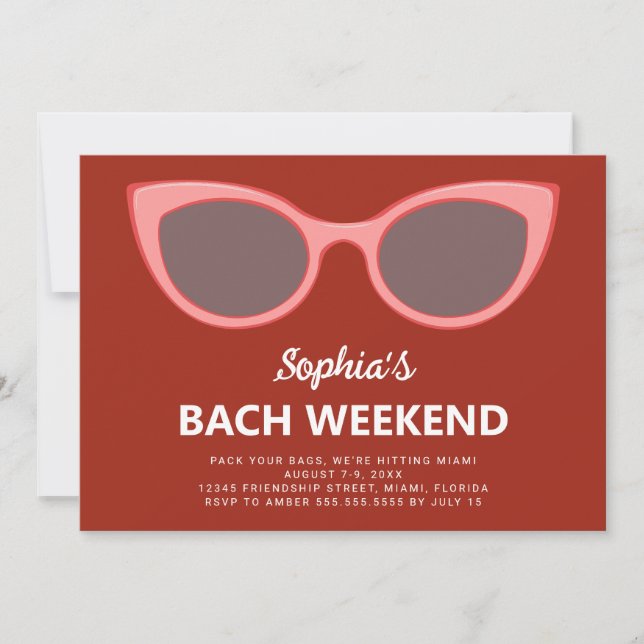 Invitación Sunnies Beach Bachelorette Weekend (Anverso)