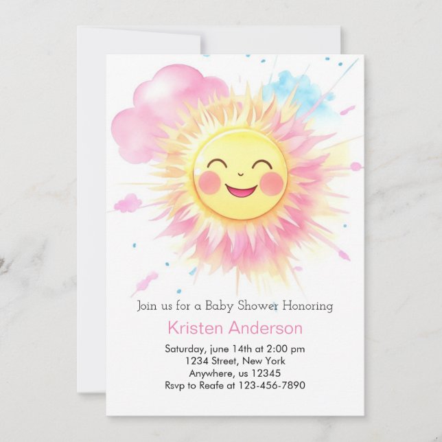 Invitación Sunny Beaming Chica Brillante Baby Shower (Anverso)
