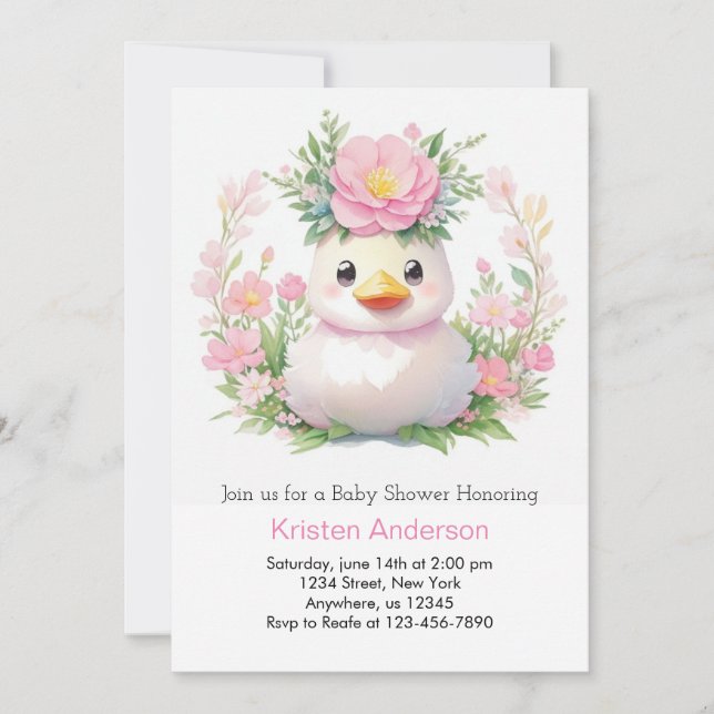 Invitación Sunny Ducklings Baby Shower (Anverso)