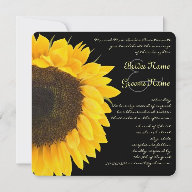 Invitación Sunny Elegance Farmhouse Sunflower Boda (Anverso)