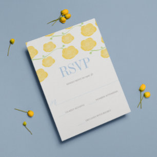 Invitación Sunny Elegance Roses Amarillos y Boda Azul cielo