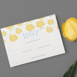 Invitación Sunny Elegance Roses Amarillos y Boda Azul cielo