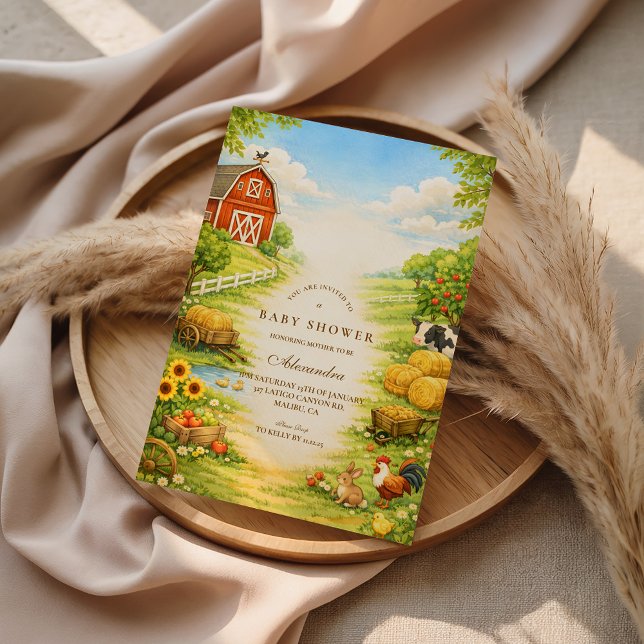 Invitación Sunny Farm Path Baby Shower (Subido por el creador)