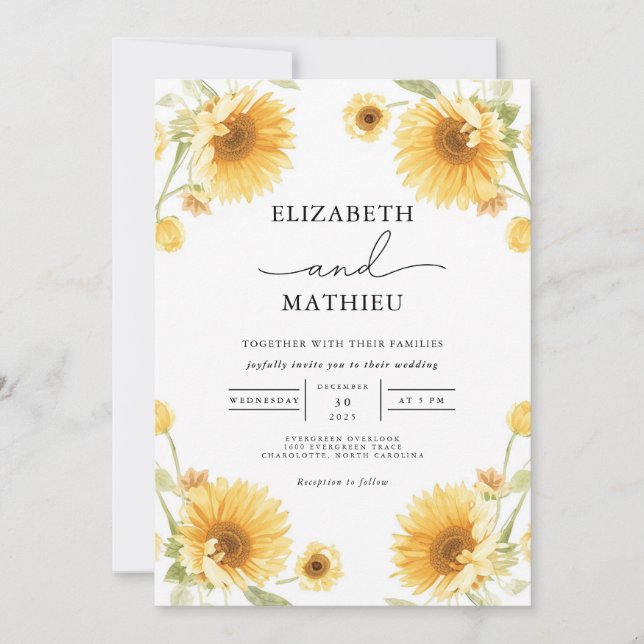 Invitación Sunny Floral Archway Boda (Anverso)