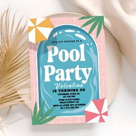 Invitación Sunny Pink Palm Springs Pool Birthday