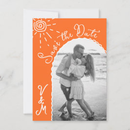 Invitación Sunny Tropical Hand dibujado Save the date Foto