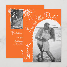 Invitación Sunny Tropical Hand dibujado Save the date Foto