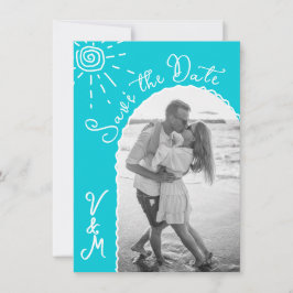 Invitación Sunny Tropical Hand dibujado Save the date Foto