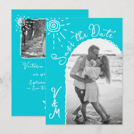 Invitación Sunny Tropical Hand dibujado Save the date Foto