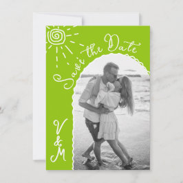 Invitación Sunny Tropical Hand dibujado Save the date Foto