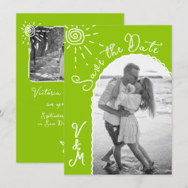 Invitación Sunny Tropical Hand dibujado Save the date Foto