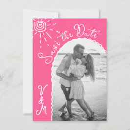 Invitación Sunny Tropical Hand dibujado Save the date Foto