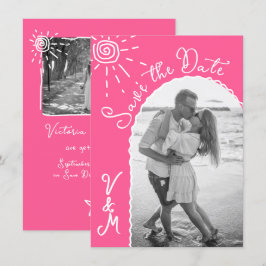Invitación Sunny Tropical Hand dibujado Save the date Foto