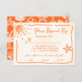 Invitación Sunny Tropical Hand Drake Wedding RSVP