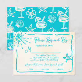 Invitación Sunny Tropical Hand Drake Wedding RSVP