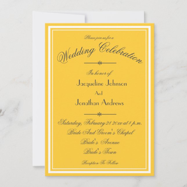 Invitación Sunny Yellow All In One RSVP Email Website Wedding (Anverso)