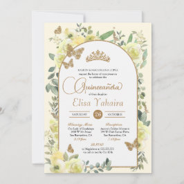 Invitación Sunny Yellow Butterfly Watercolor Quinceañera