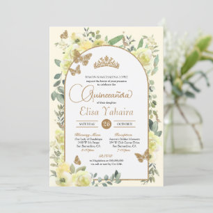 Invitación Sunny Yellow Butterfly Watercolor Quinceañera
