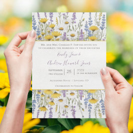 Invitación Sunny Yellow Elegance Lavender Love Wildflower