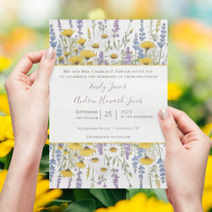 Invitación Sunny Yellow Elegance Lavender Love Wildflower