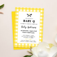 Sunny Yellow Gingham Plaid Baby Shower BBQ