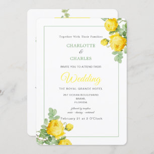 Invitación Sunny Yellow Roses Floral Elegant Photo Boda