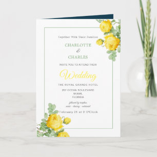 Invitación Sunny Yellow Roses Floral Elegante Boda 