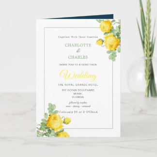Invitación Sunny Yellow Roses Floral Elegante Boda