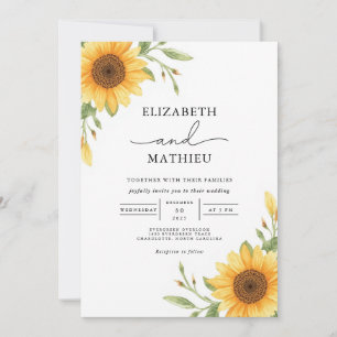 Invitación Sunny Yellow Sunflower Garden Boda Floral
