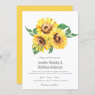 Invitación Sunny Yellow Watercolor Sunflowers Boda  