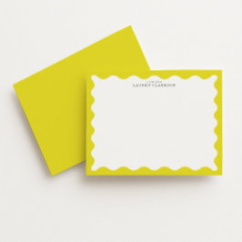 Invitación Sunny Yellow Wavy Frame Note Card