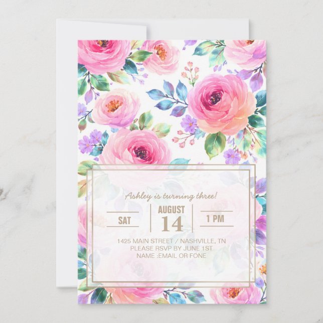 Invitación Sunrise Floral Boho Custom Name Design             (Anverso)