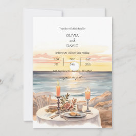 Invitación Sunset Beach Candlelight Cena Scenerable Boda