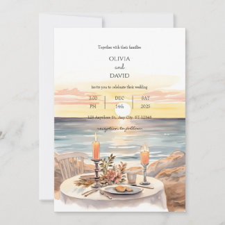 Invitación Sunset Beach Candlelight Cena Scenerable Boda