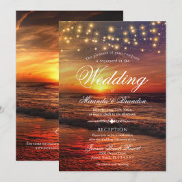 Invitación Sunset Beach Lights Boda de verano y recepción