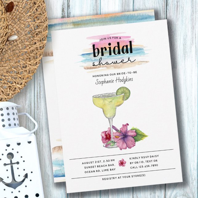 Invitación Sunset Beach Margarita y Hibiscus Bridal Shower (Subido por el creador)