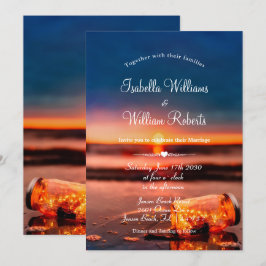Invitación Sunset Beach Mason Jar Blue Night Boda